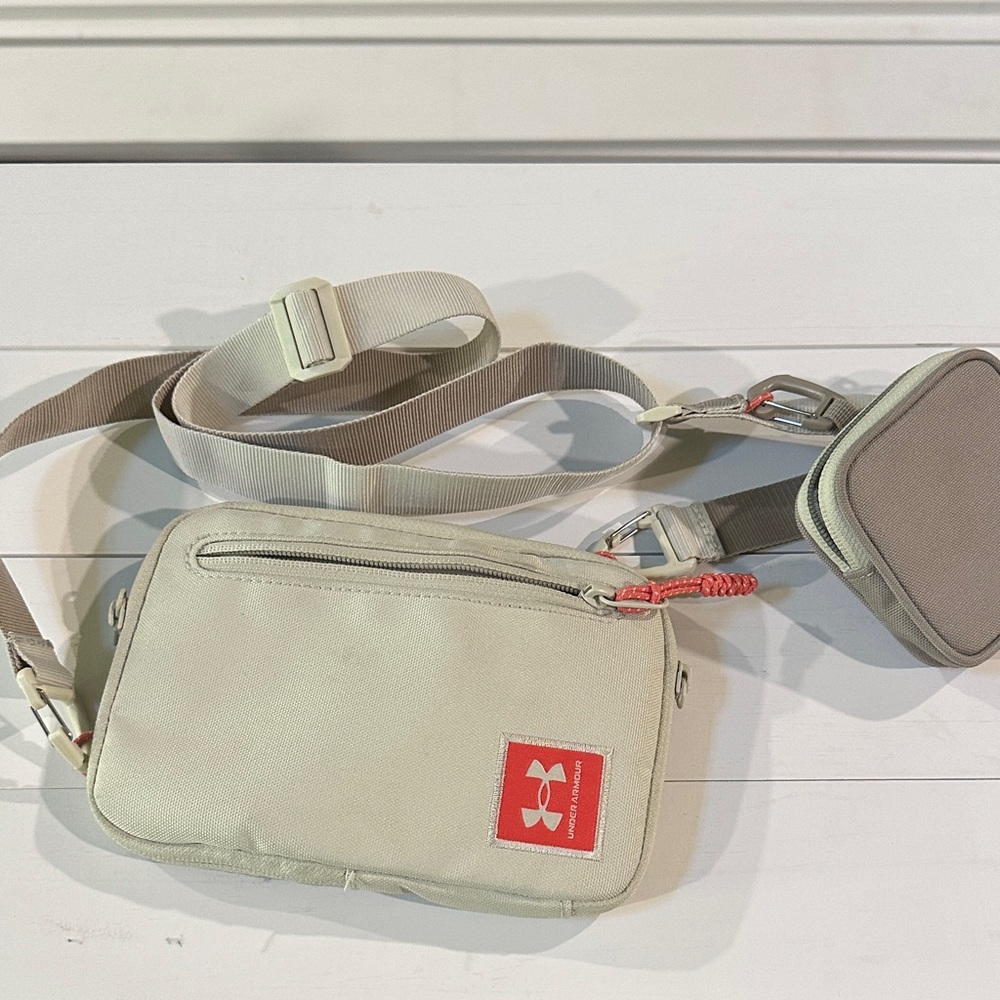 Under Armour Beige Belt Bag with Red Accents